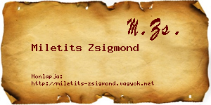 Miletits Zsigmond névjegykártya